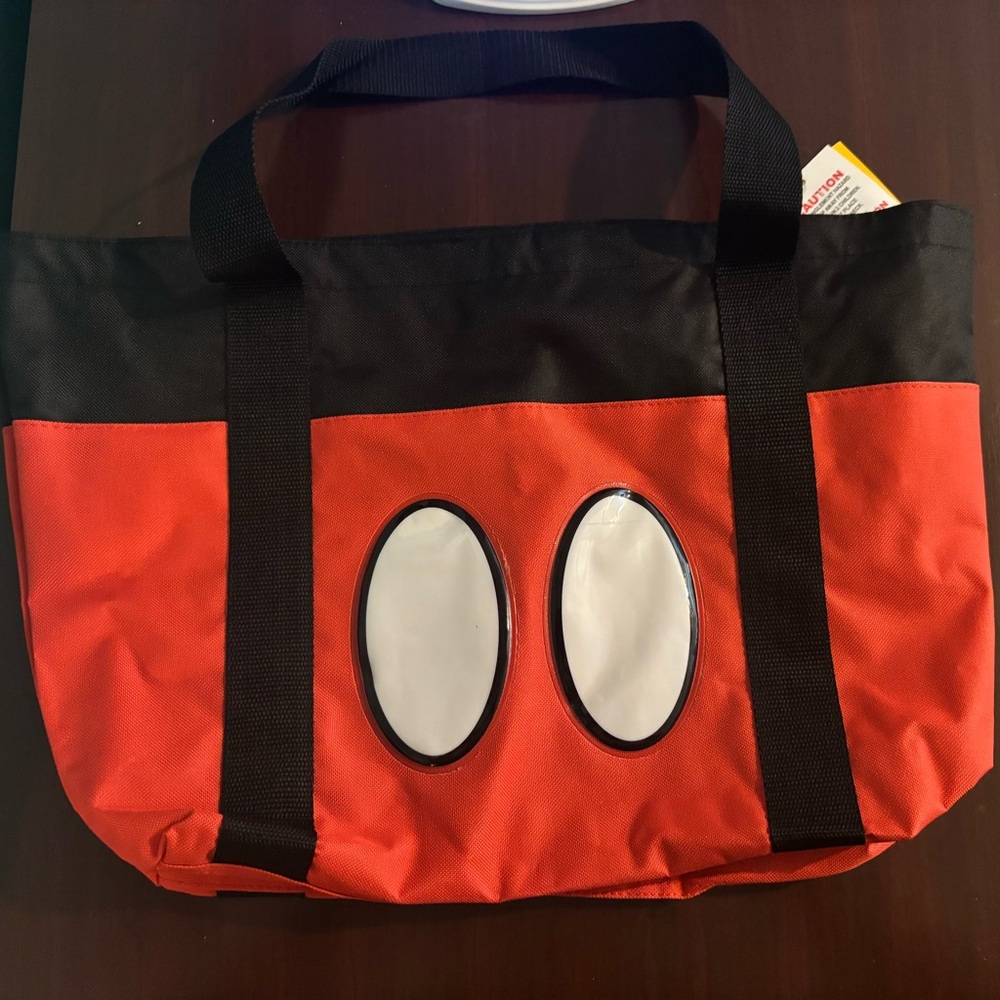 NWT Disney Mickey Mouse Tote Bag Red Black White Zip Top 12x18